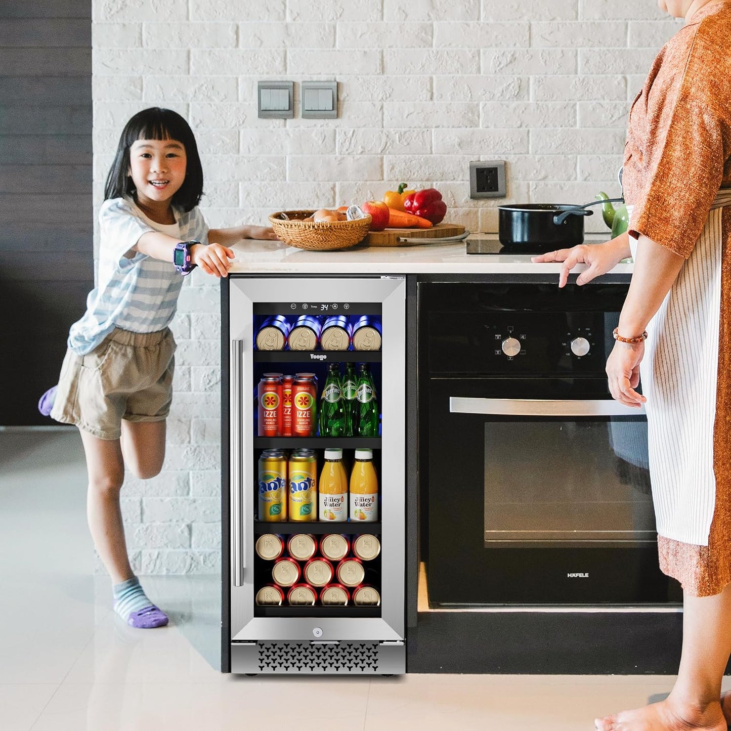 Yeego 15 Inch Wide 80 Cans Beverage Drink Fridge, Built-In or Freestanding