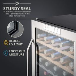33 Bottle Dual Zone Wine Cooler Refrigerator Stainless Steel 2