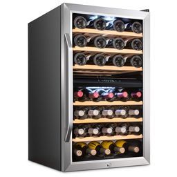 43 Bottle Dual Zone Wine Cooler Refrigerator Stainless Steel