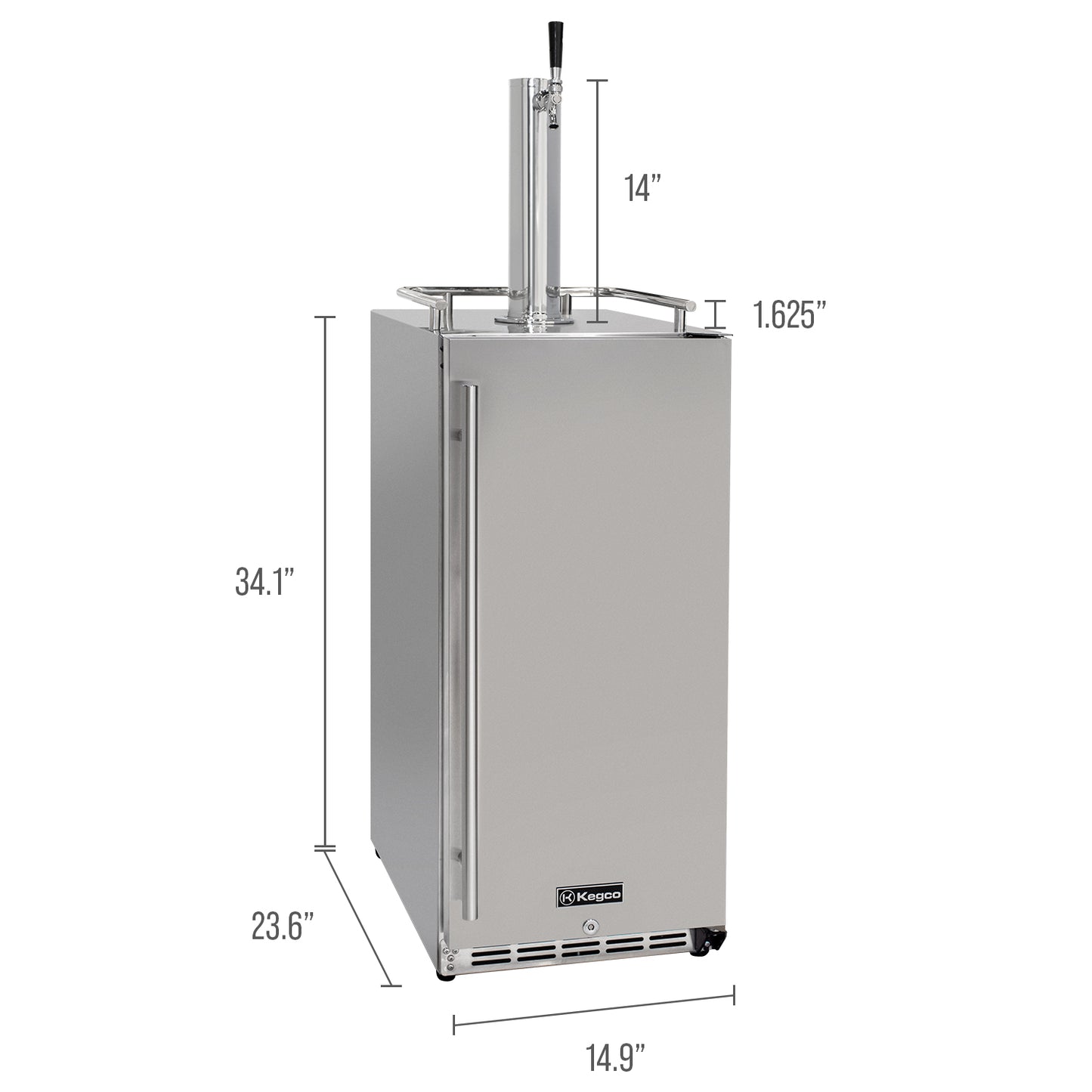Kegco 15" Wide Outdoor Single Tap Stainless Steel Built-In Commercial Kegerator 1