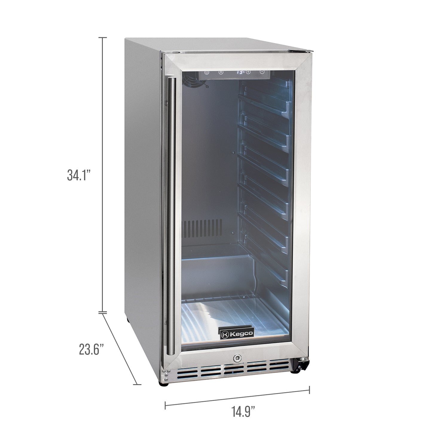 Kegco 15" Wide Outdoor Built-In Commercial Beverage Center - Glass Door