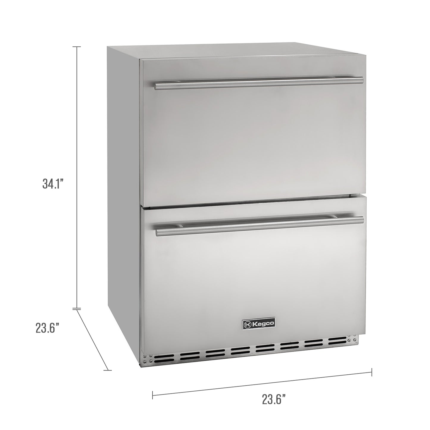 Kegco 24" Wide Outdoor Built-In Stainless Steel Commercial Two-Drawer Refrigerator