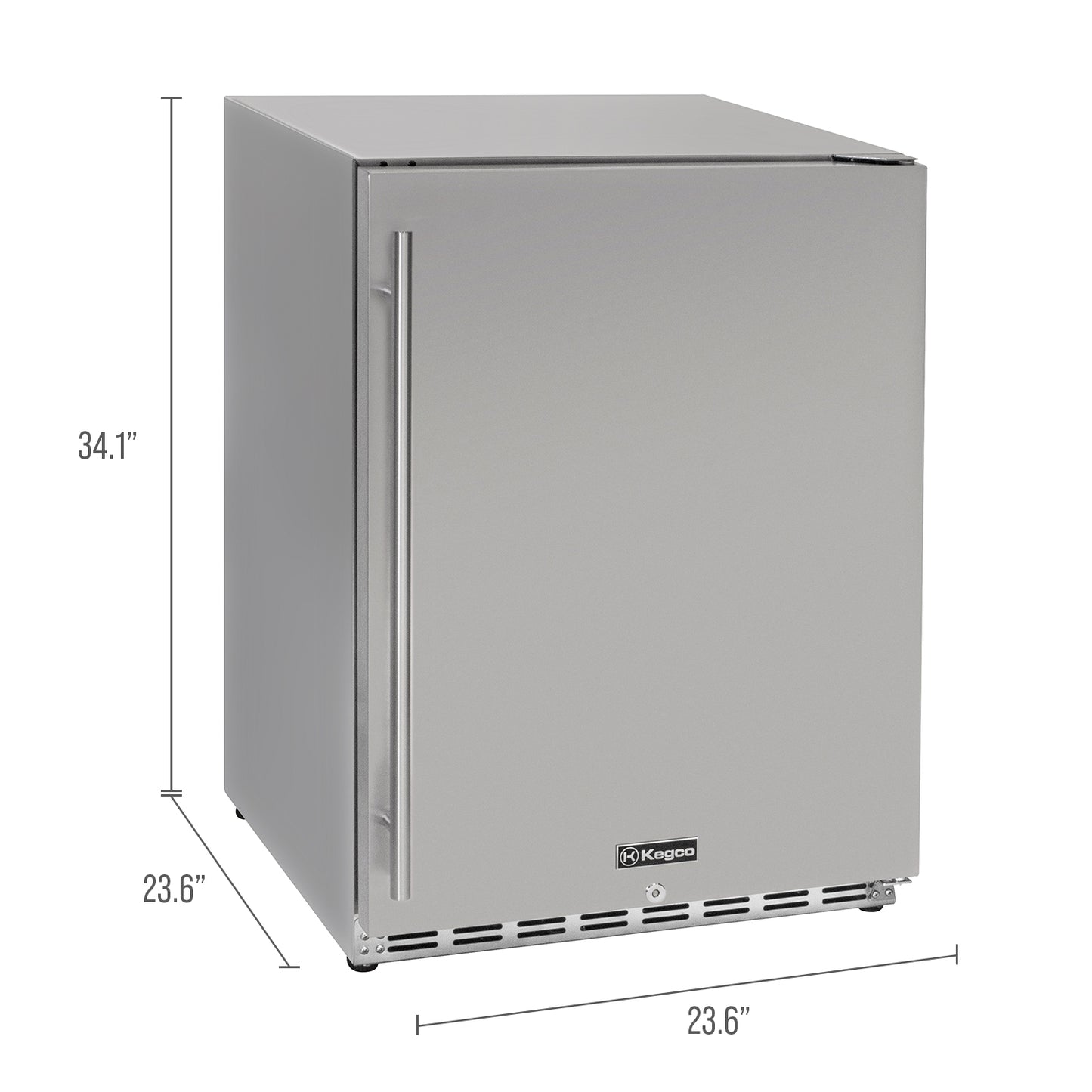 Kegco 24" Wide Outdoor All Stainless Steel Commercial Built-In Refrigerator 1