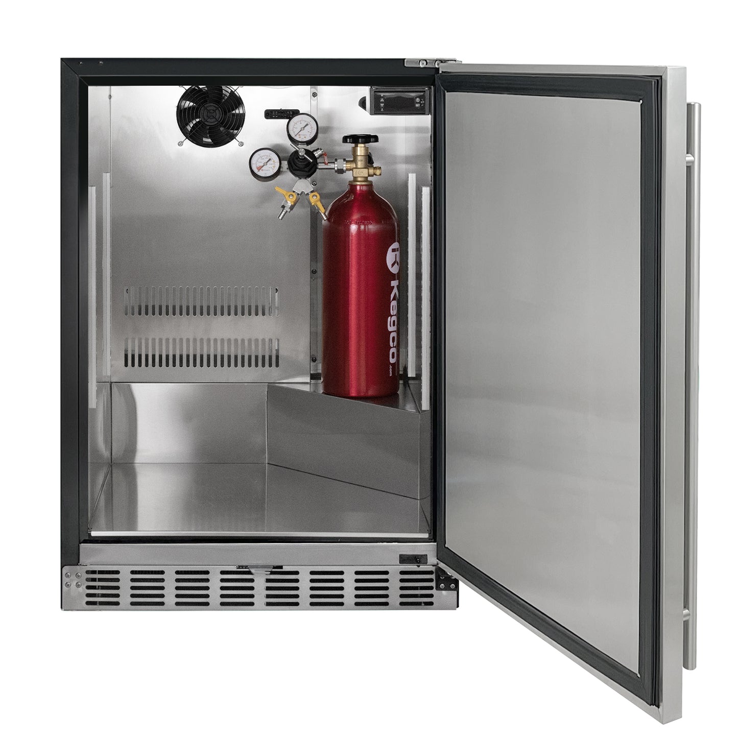Kegco 24" Wide Single Tap Stainless Steel Built-In Right Hinge Kegerator with Kit