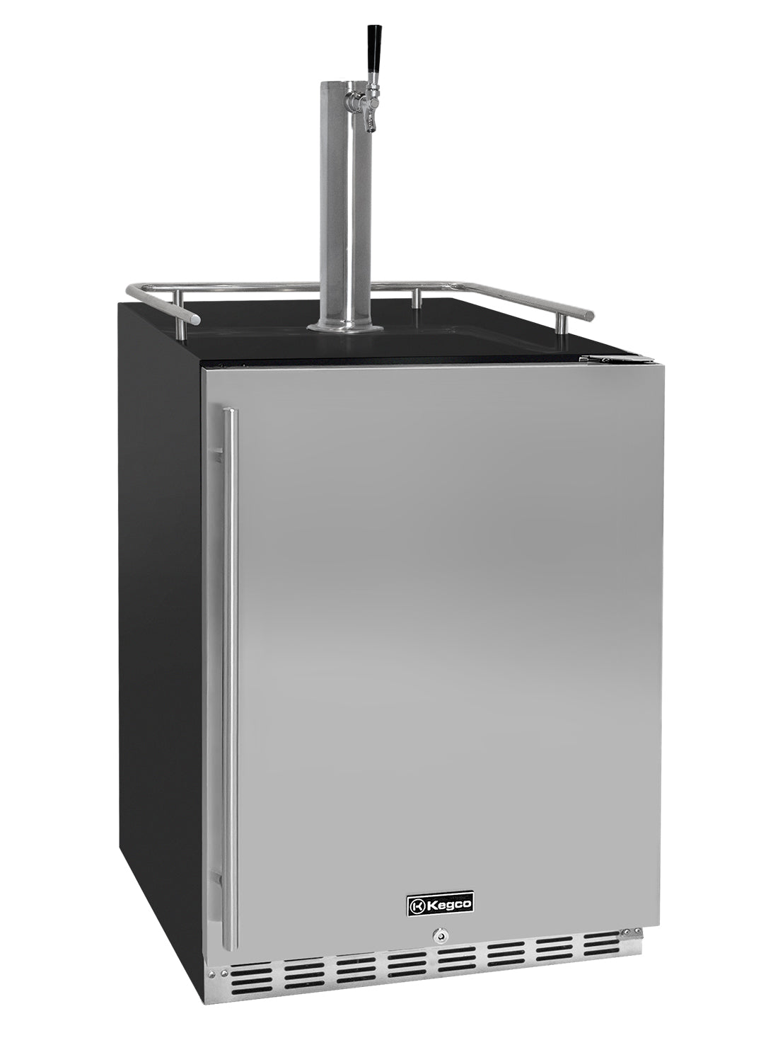 Kegco 24" Wide Single Tap Stainless Steel Built-In Right Hinge Kegerator with Kit