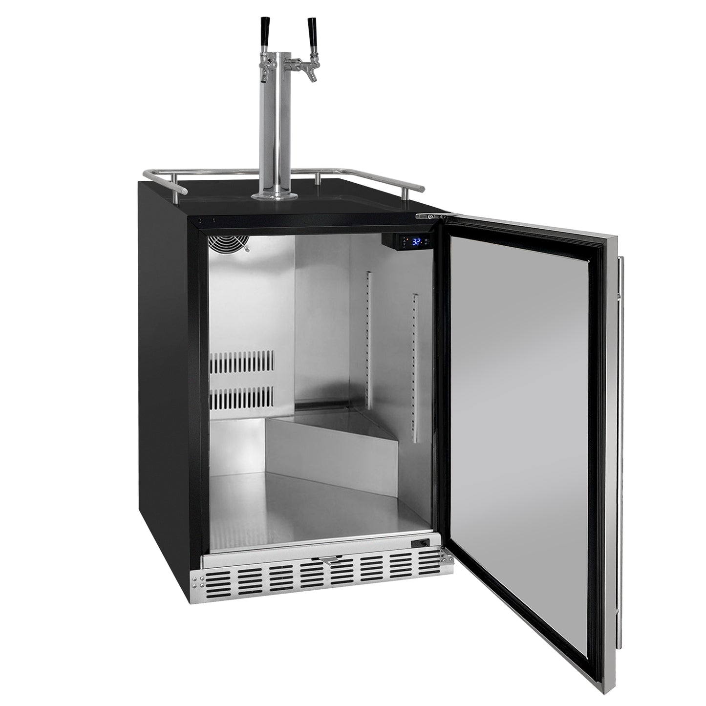 Kegco 24" Wide Dual Tap Stainless Steel Built-In Right Hinge Kegerator with Kit 2