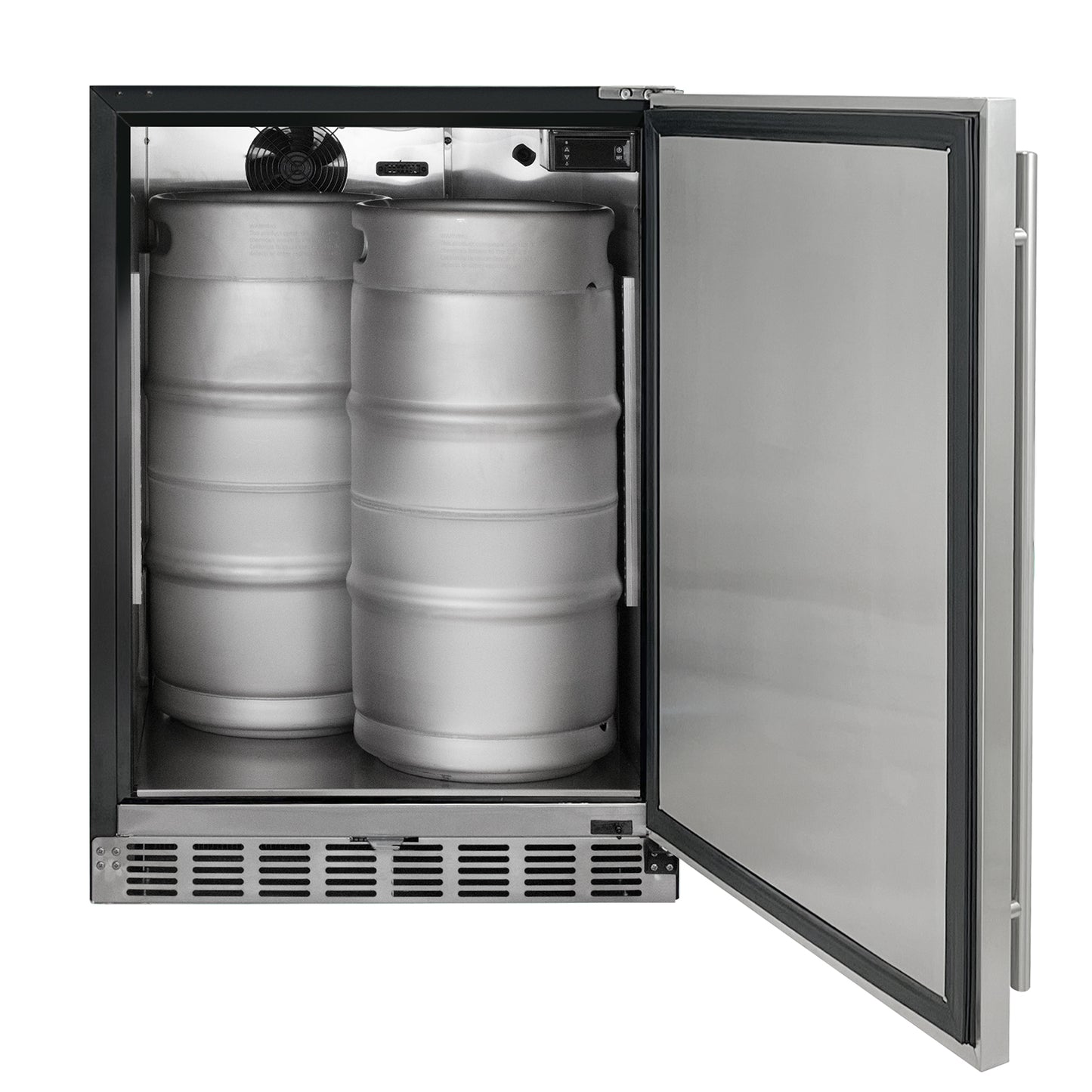 Kegco 24" Wide Triple Tap Stainless Steel Built-In Right Hinge Kegerator with Kit
