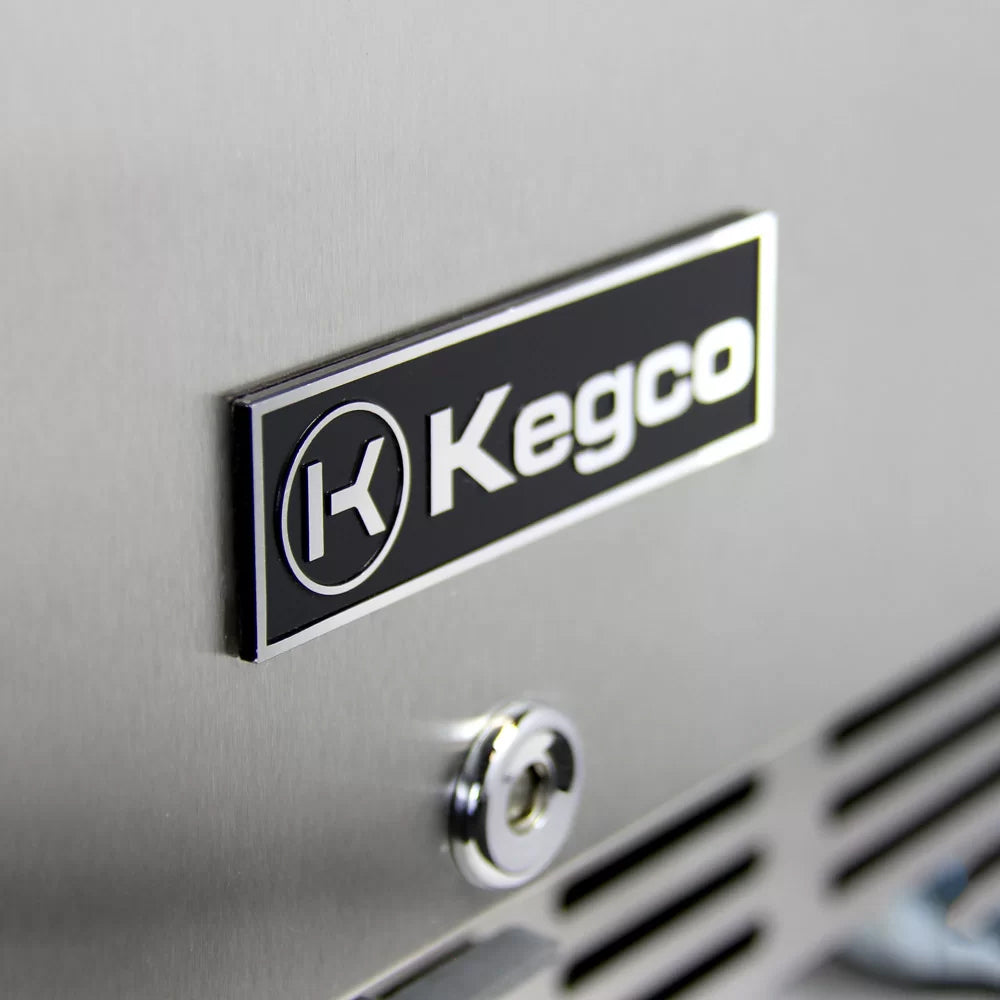 Kegco 24" Wide Dual Tap Stainless Steel Built-In Right Hinge Kegerator with Kit