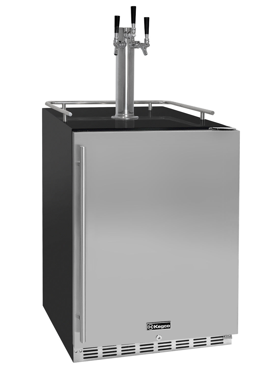 Kegco 24" Wide Outdoor Single Tap All Stainless Steel Built-In Right Hinge Kegerator with Kit