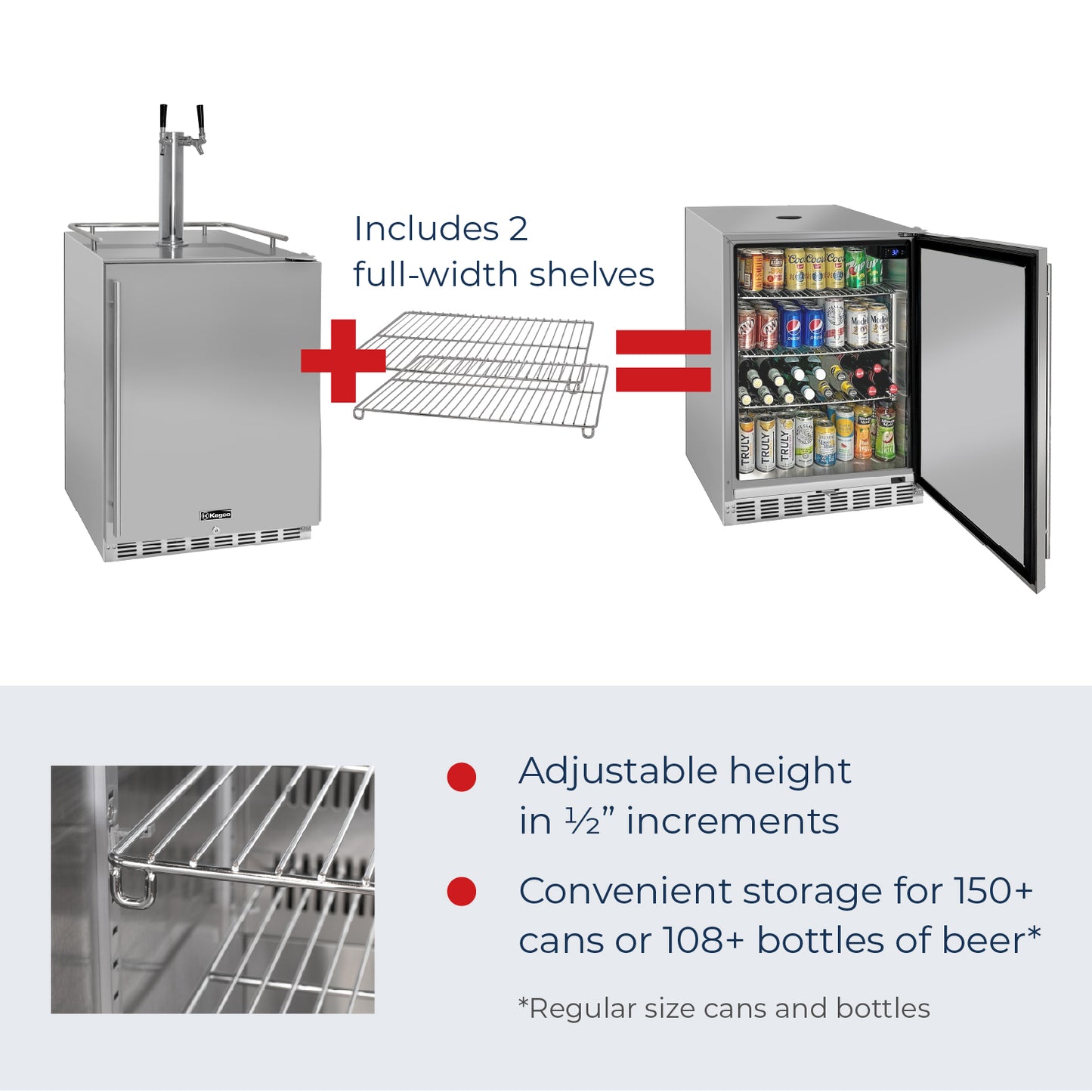 Kegco 24" Wide Outdoor Dual Tap All Stainless Steel Built-In Right Hinge Kegerator with Kit