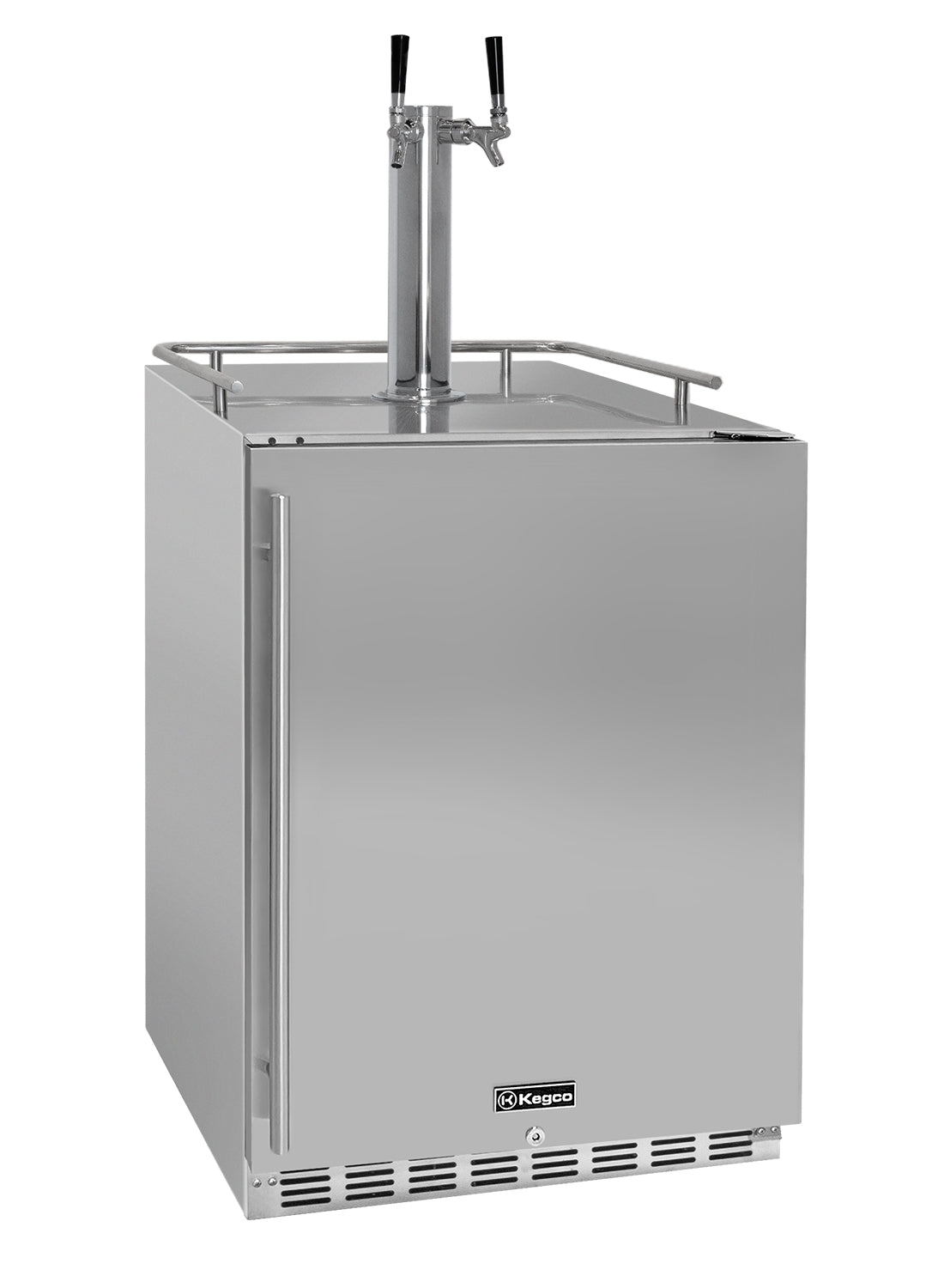 Kegco 24" Wide Outdoor Dual Tap All Stainless Steel Built-In Right Hinge Kegerator with Kit