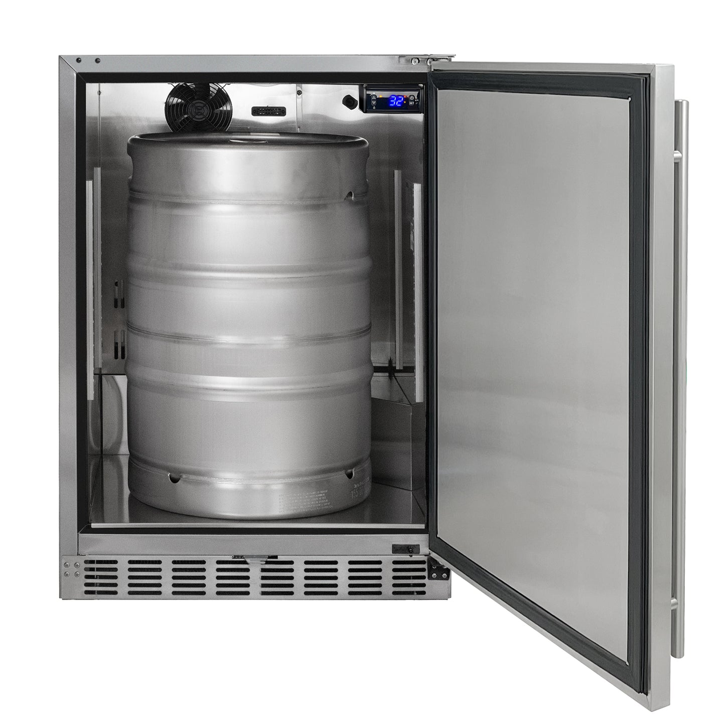 Kegco 24" Wide Outdoor Triple Tap All Stainless Steel Built-In Right Hinge Kegerator with Kit
