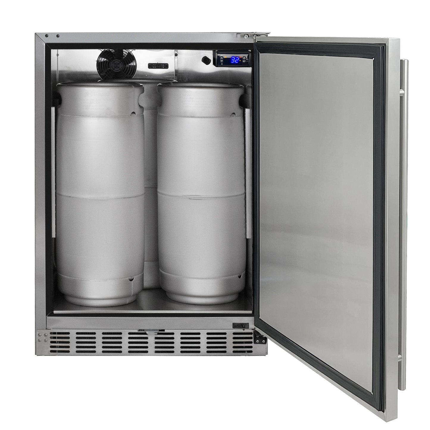 Kegco 24" Wide Outdoor Triple Tap All Stainless Steel Built-In Right Hinge Kegerator with Kit