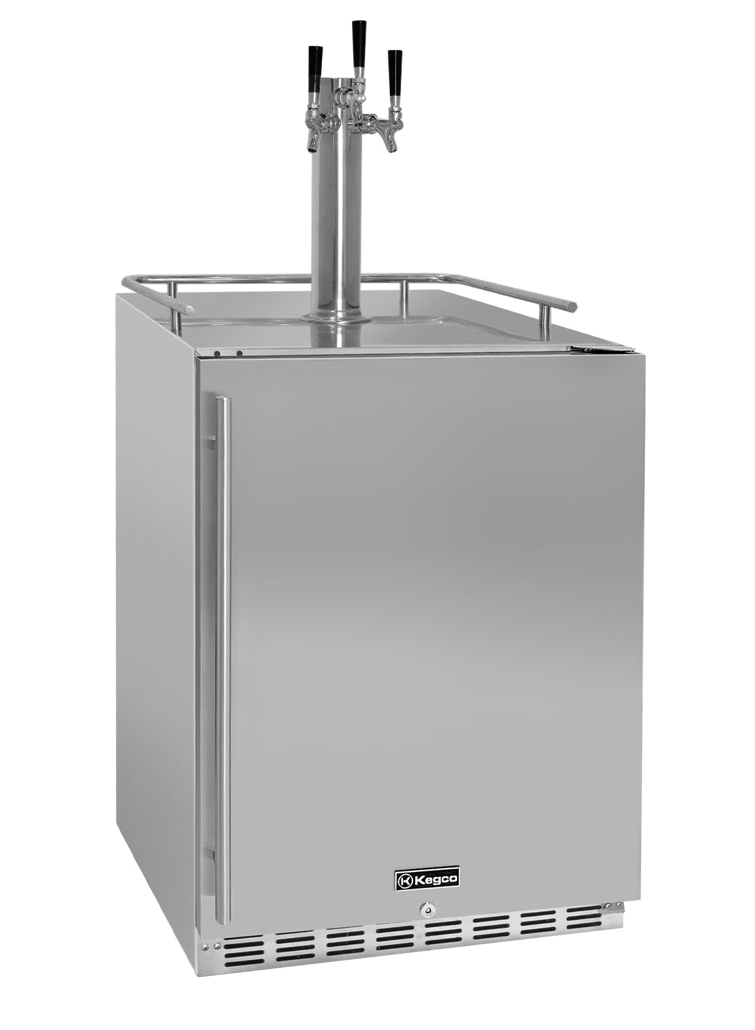 Kegco 24" Wide Outdoor Triple Tap All Stainless Steel Built-In Right Hinge Kegerator with Kit