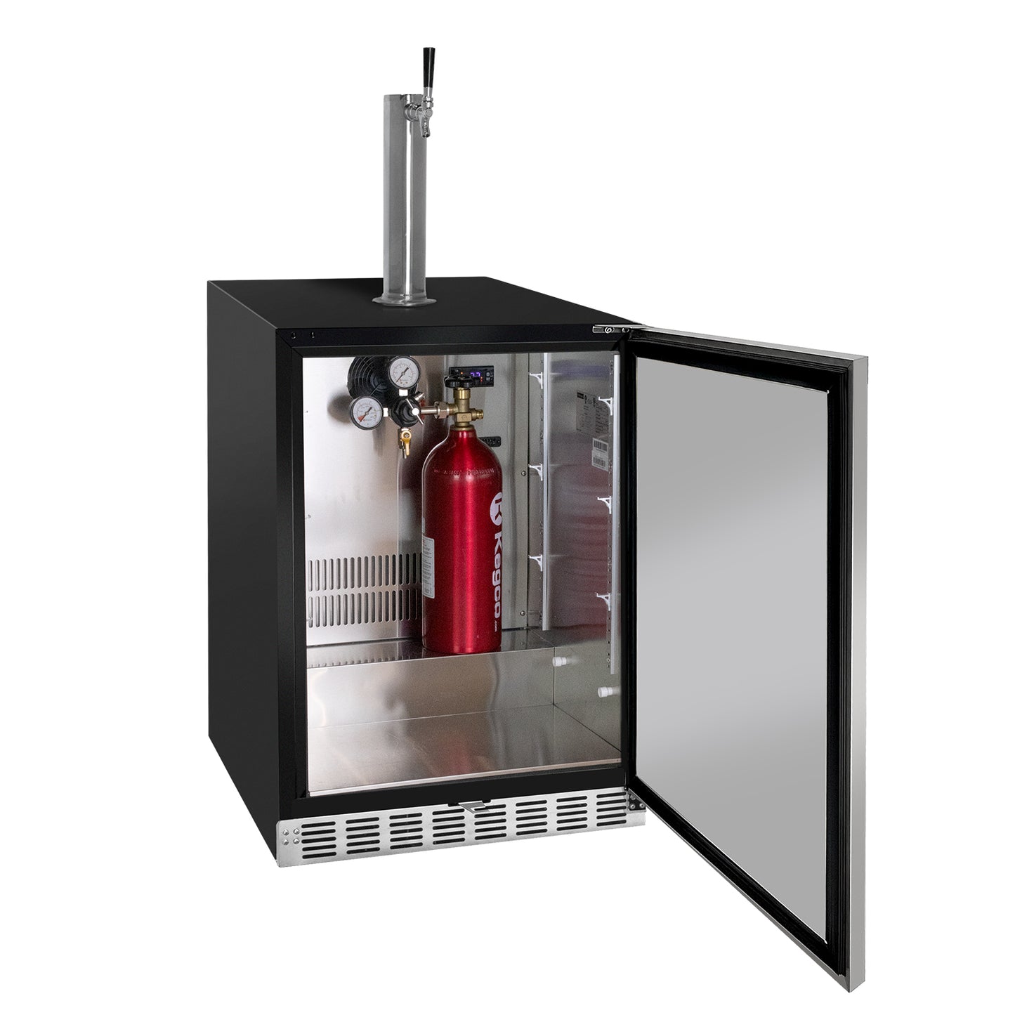 Kegco 24" Wide Single Tap Stainless Steel Built-In Right Hinge ADA Kegerator with Kit