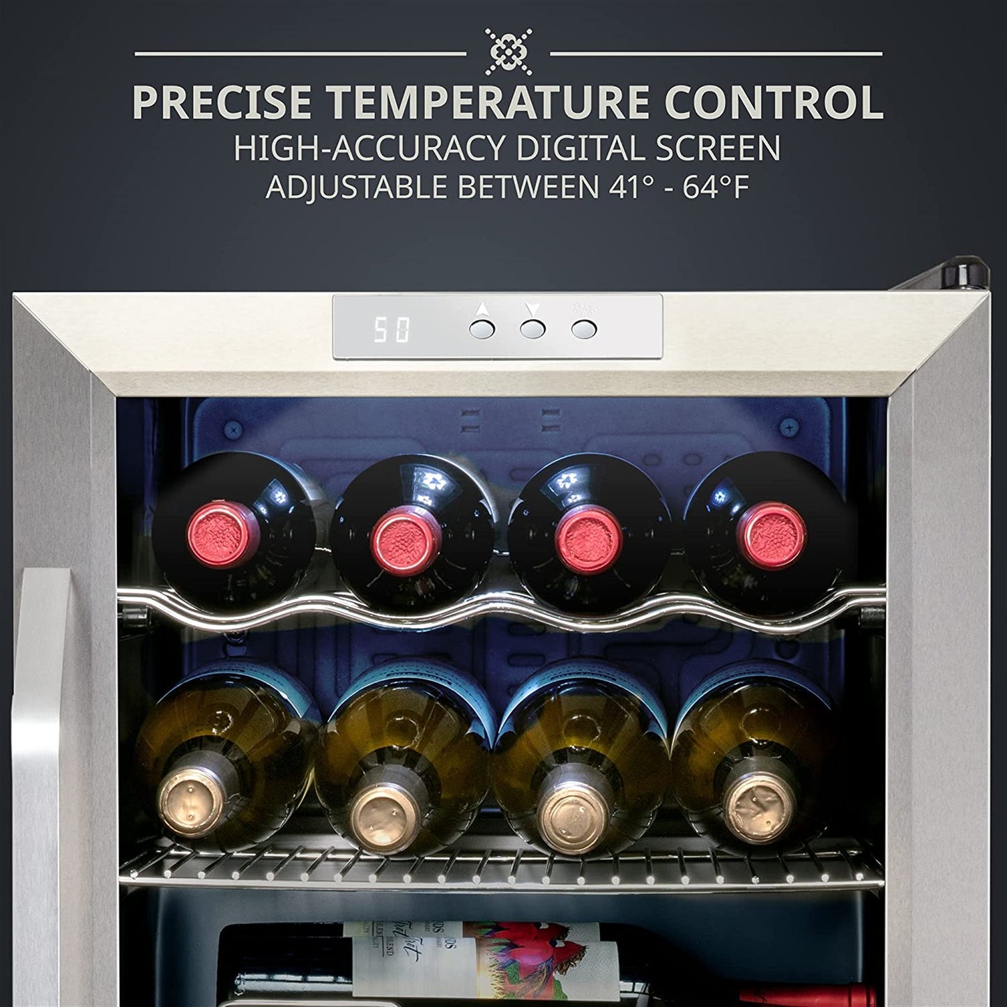 Ivation 12 Bottle Compressor Wine Refrigerator, Cube Wine Cooler with Lock, Stainless Steel 2