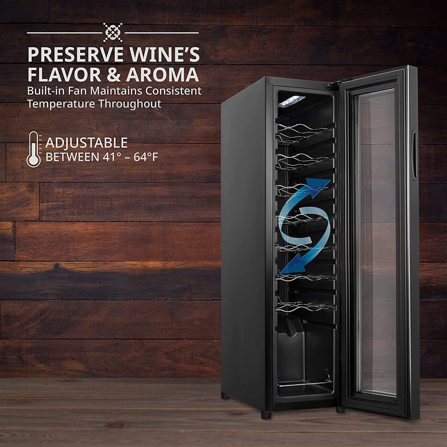 Ivation 16 Bottle Compressor Wine Refrigerator, Freestanding Wine Cooler with Lock, Black