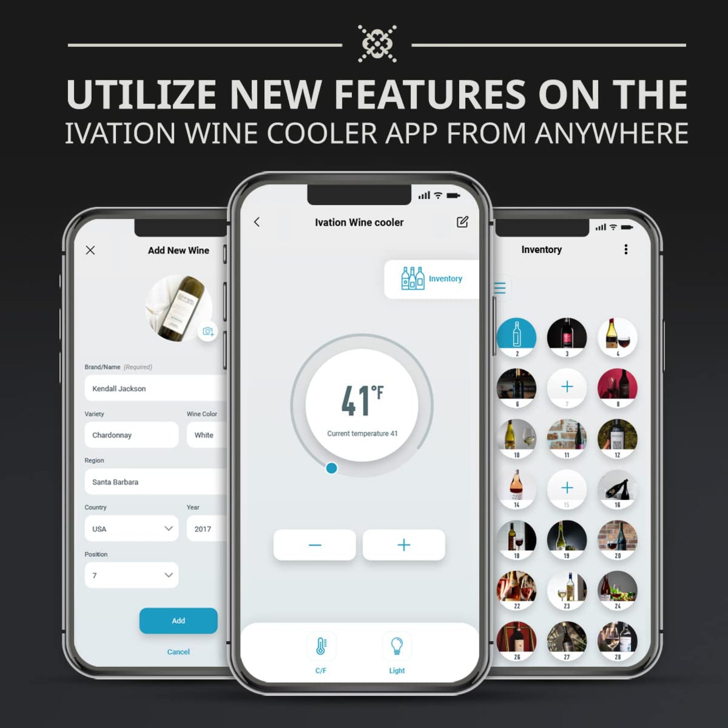 Ivation 18 Bottle Freestanding Wine Refrigerator, Wine Fridge with Wi-Fi Smart App Control, Black 1