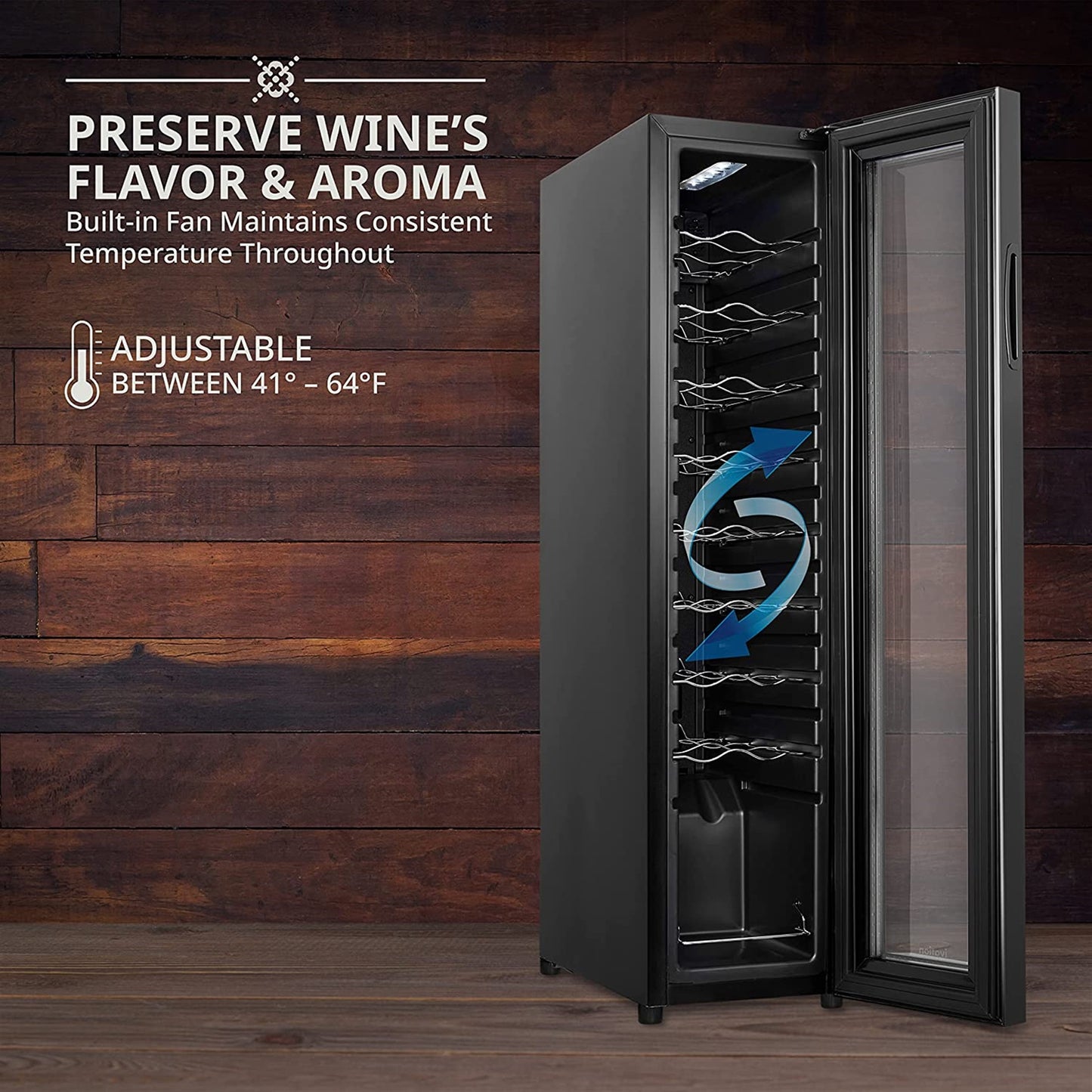Ivation 18 Bottle Compressor Wine Refrigerator, Narrow Wine Cooler with Lock, Black