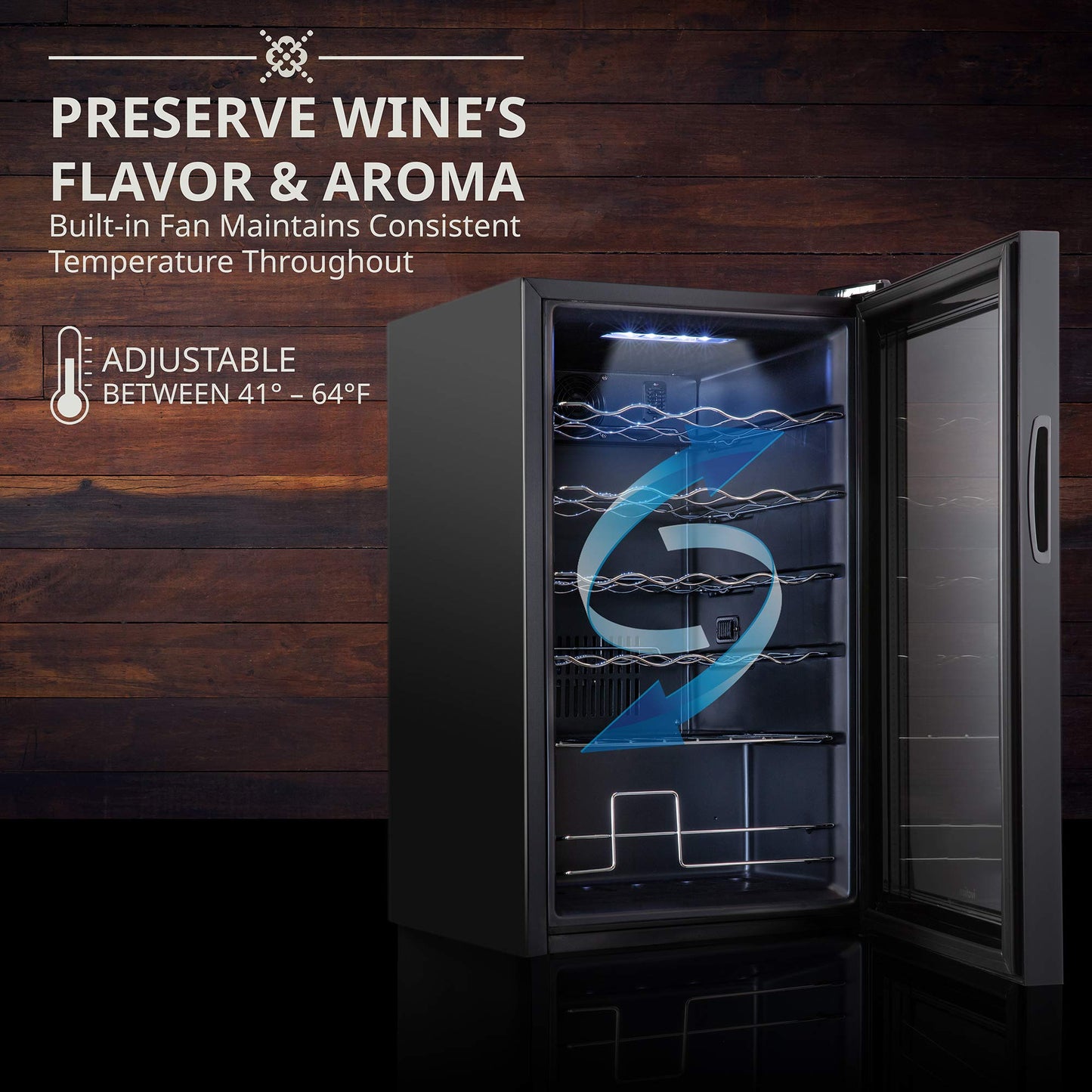 Ivation 24 Bottle Compressor Wine Refrigerator, Freestanding Wine Cooler with Lock, Black
