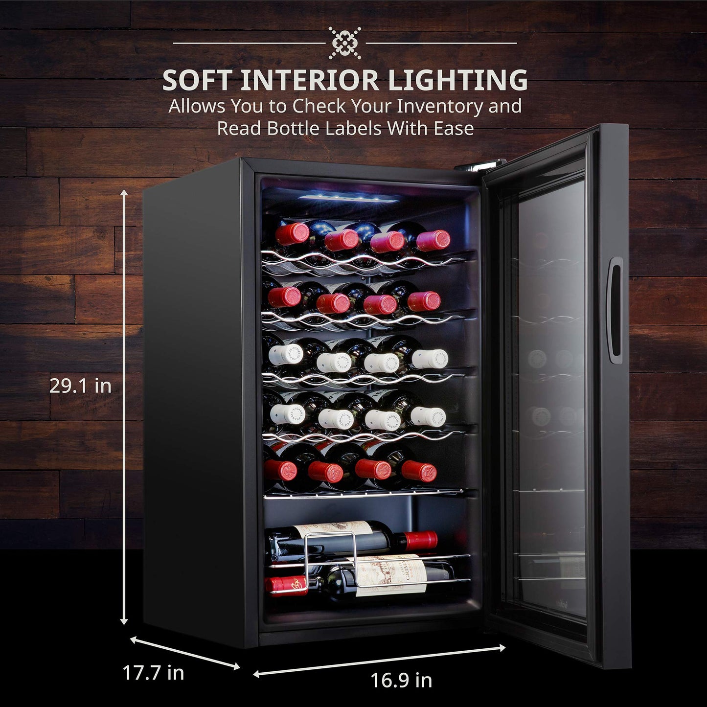 Ivation 24 Bottle Compressor Wine Refrigerator, Freestanding Wine Cooler with Lock, Black 1