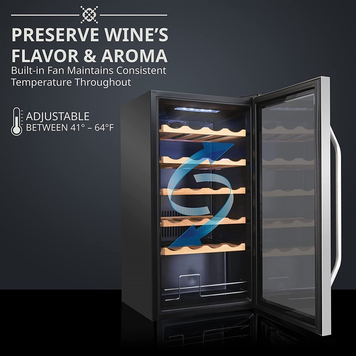 Ivation 24 Bottle Compressor Wine Refrigerator, Freestanding Wine Cooler with Lock, Stainless Steel
