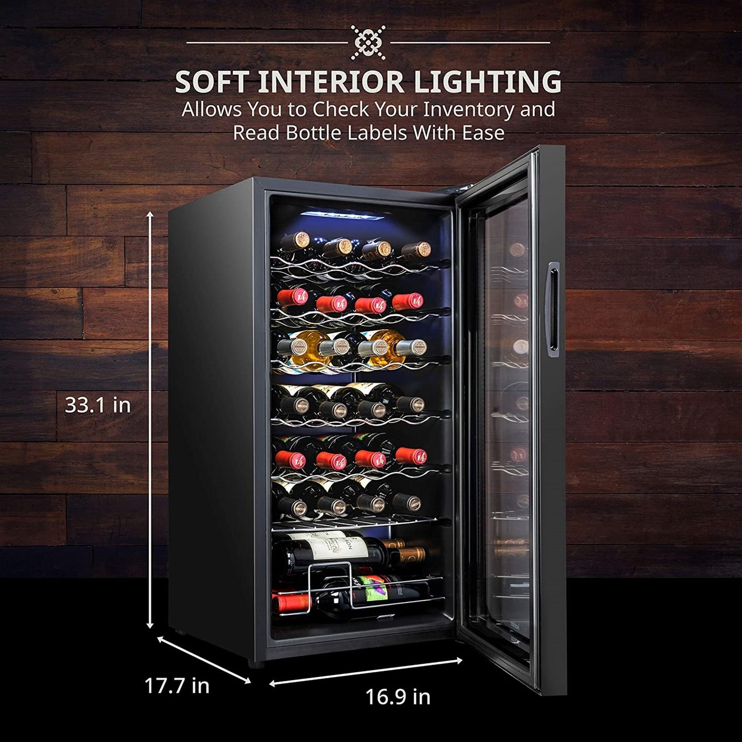 Ivation 28 Bottle Freestanding Wine Refrigerator, Wine Fridge with Wi-Fi Smart App Control, Black 4