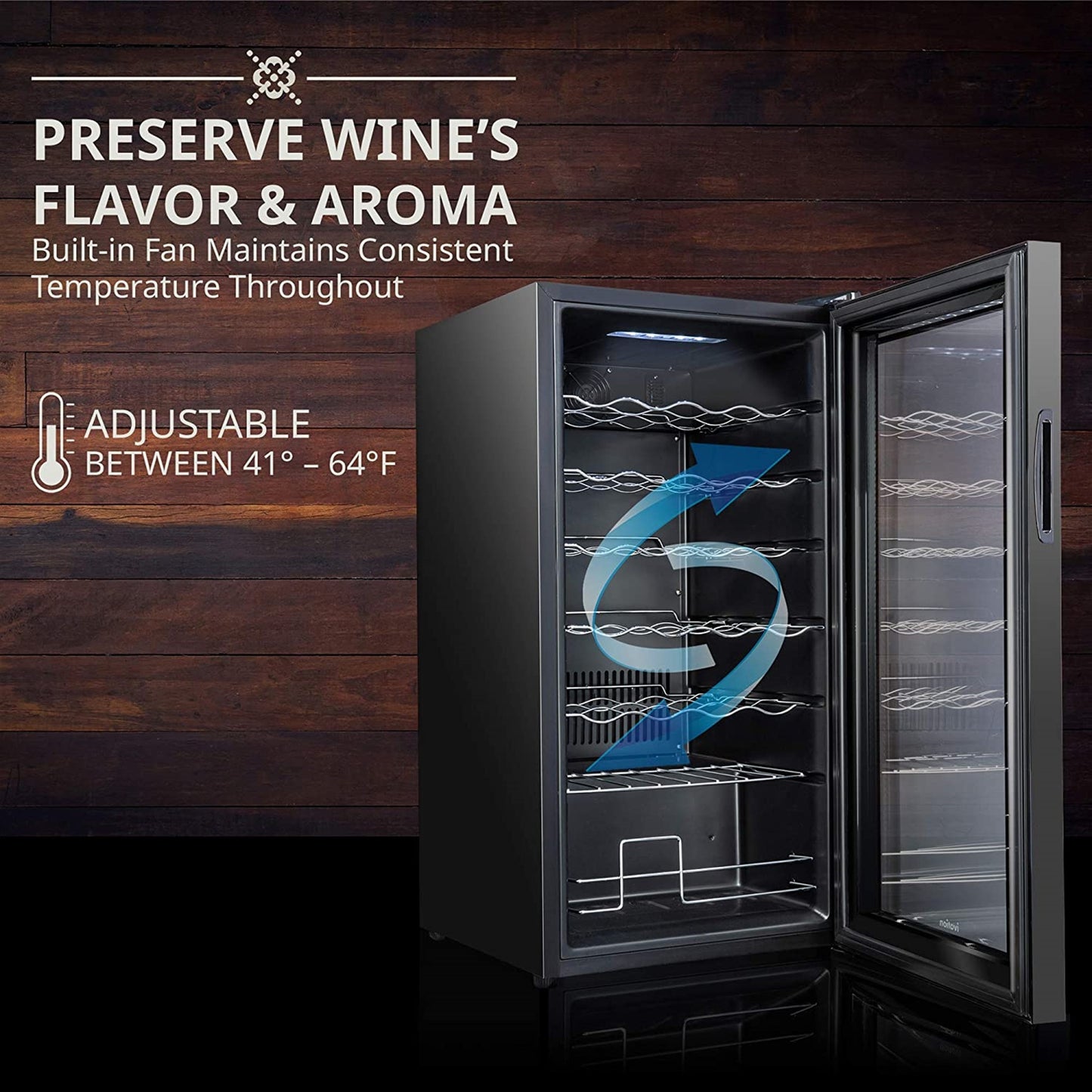 Ivation 28 Bottle Freestanding Wine Refrigerator, Wine Fridge with Wi-Fi Smart App Control, Black