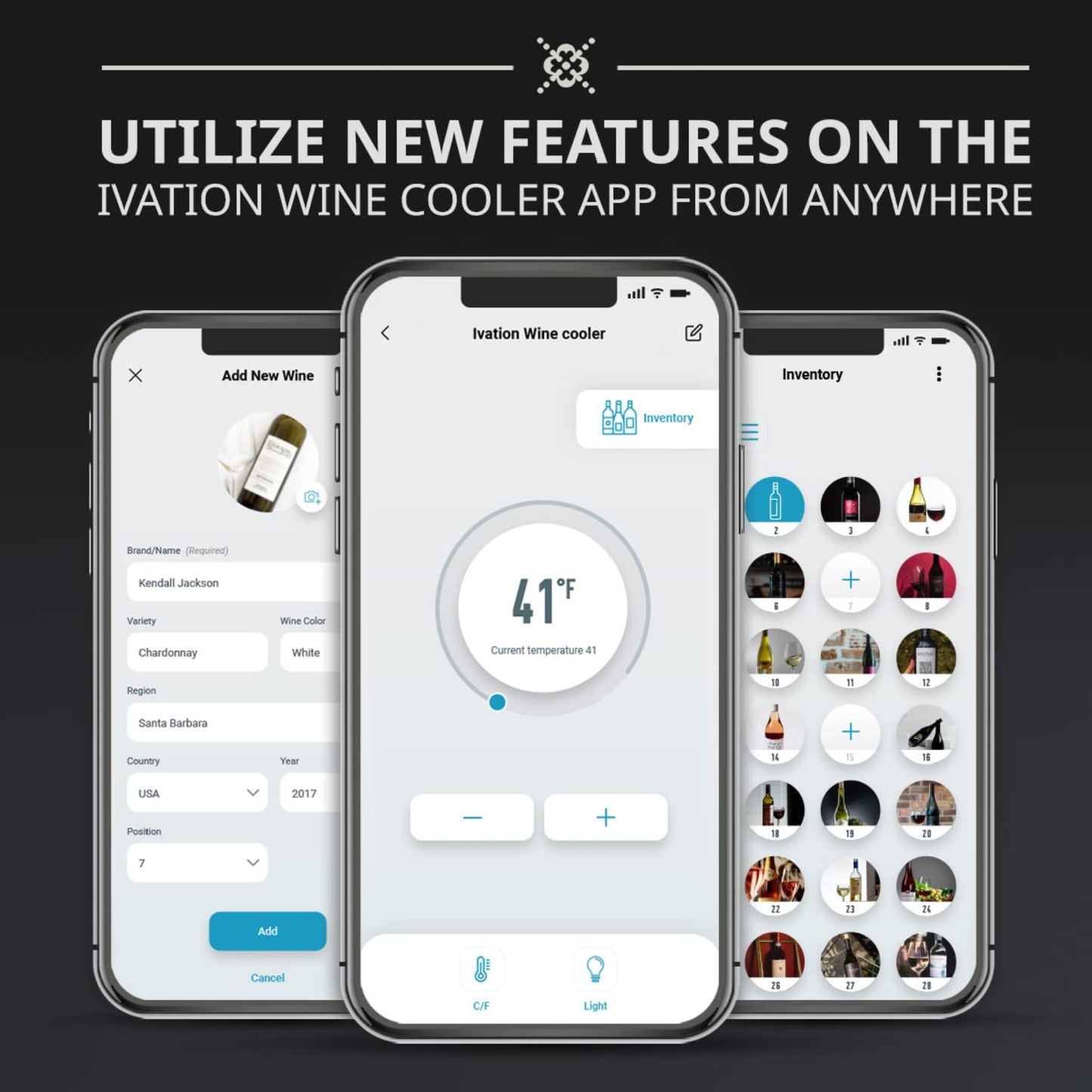 Ivation 34 Bottle Freestanding Wine Refrigerator, Wine Fridge with Wi-Fi Smart App Control, Black 1
