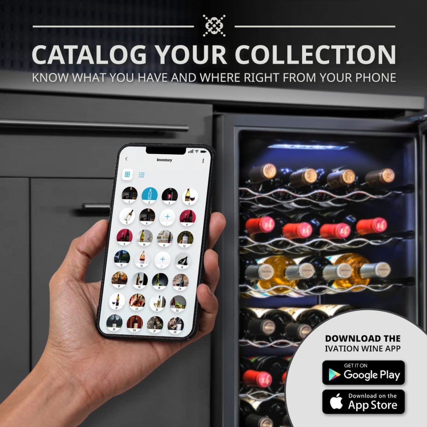 Ivation 34 Bottle Freestanding Wine Refrigerator, Wine Fridge with Wi-Fi Smart App Control, Black 2