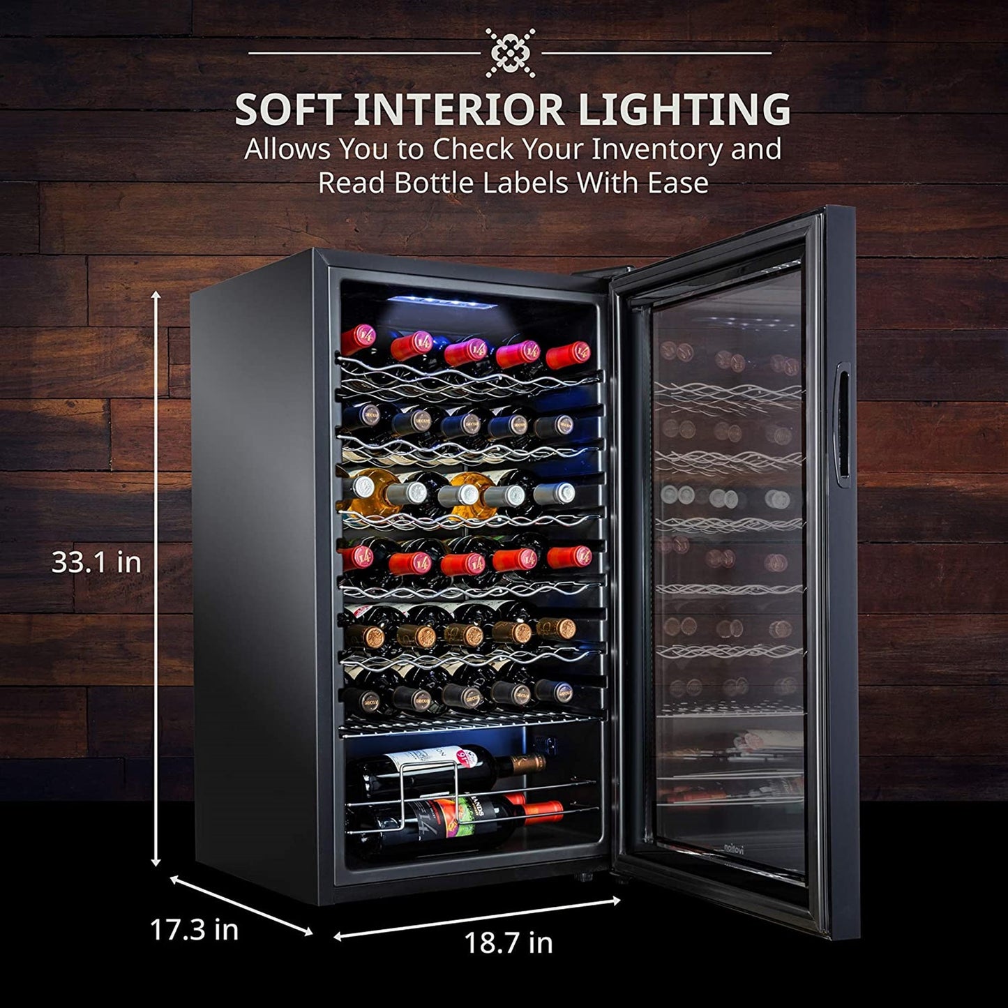 Ivation 34 Bottle Freestanding Wine Refrigerator, Wine Fridge with Wi-Fi Smart App Control, Black 3