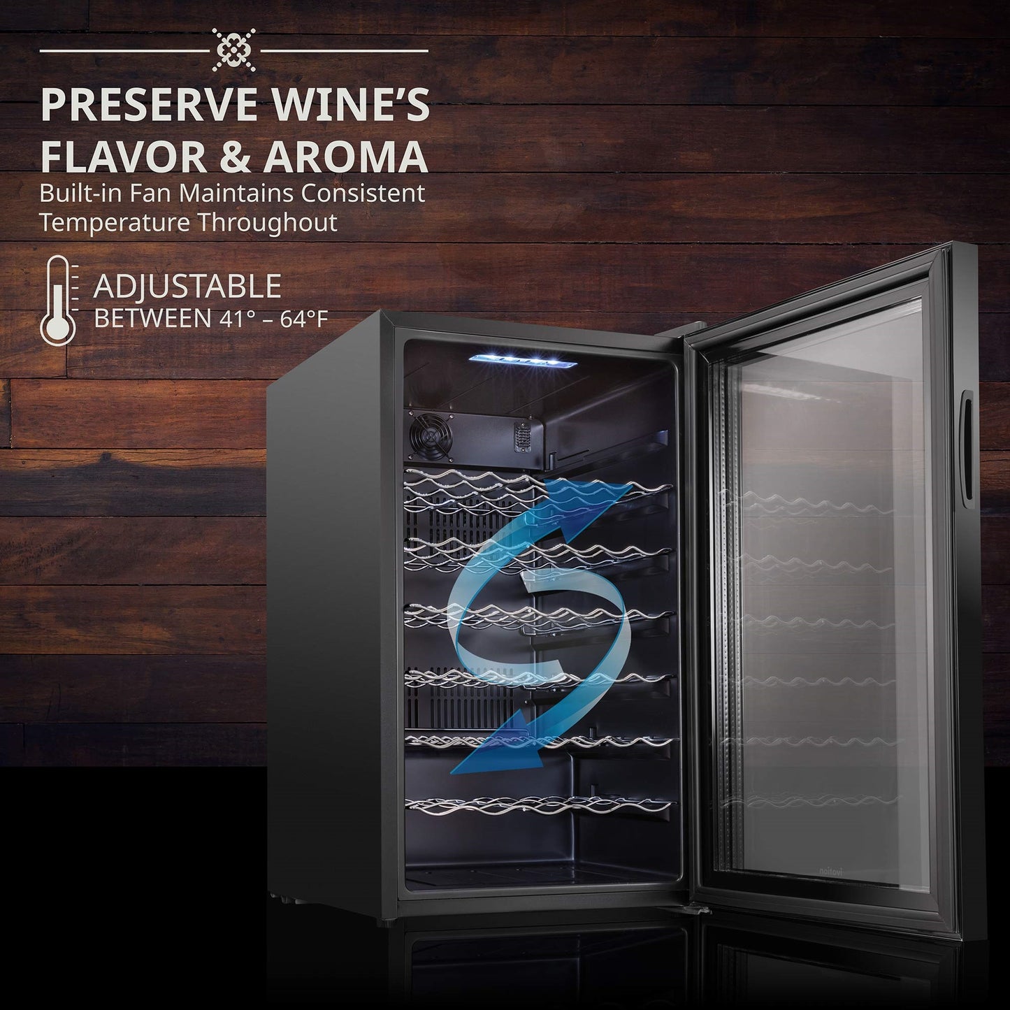 Ivation 51 Bottle Freestanding Wine Refrigerator, Wine Fridge with Wi-Fi Smart App Control, Black