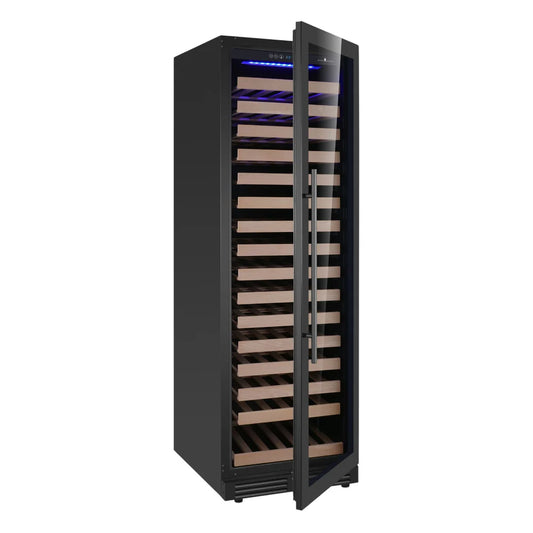 Upright Right Hinge Single Zone Large Wine Cooler With Low-E Black Glass Door