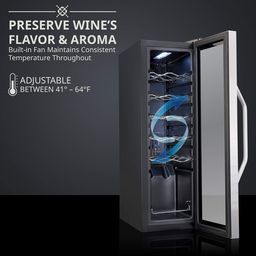 12 Bottle Compressor Wine Cooler Refrigerator Stainless Steel