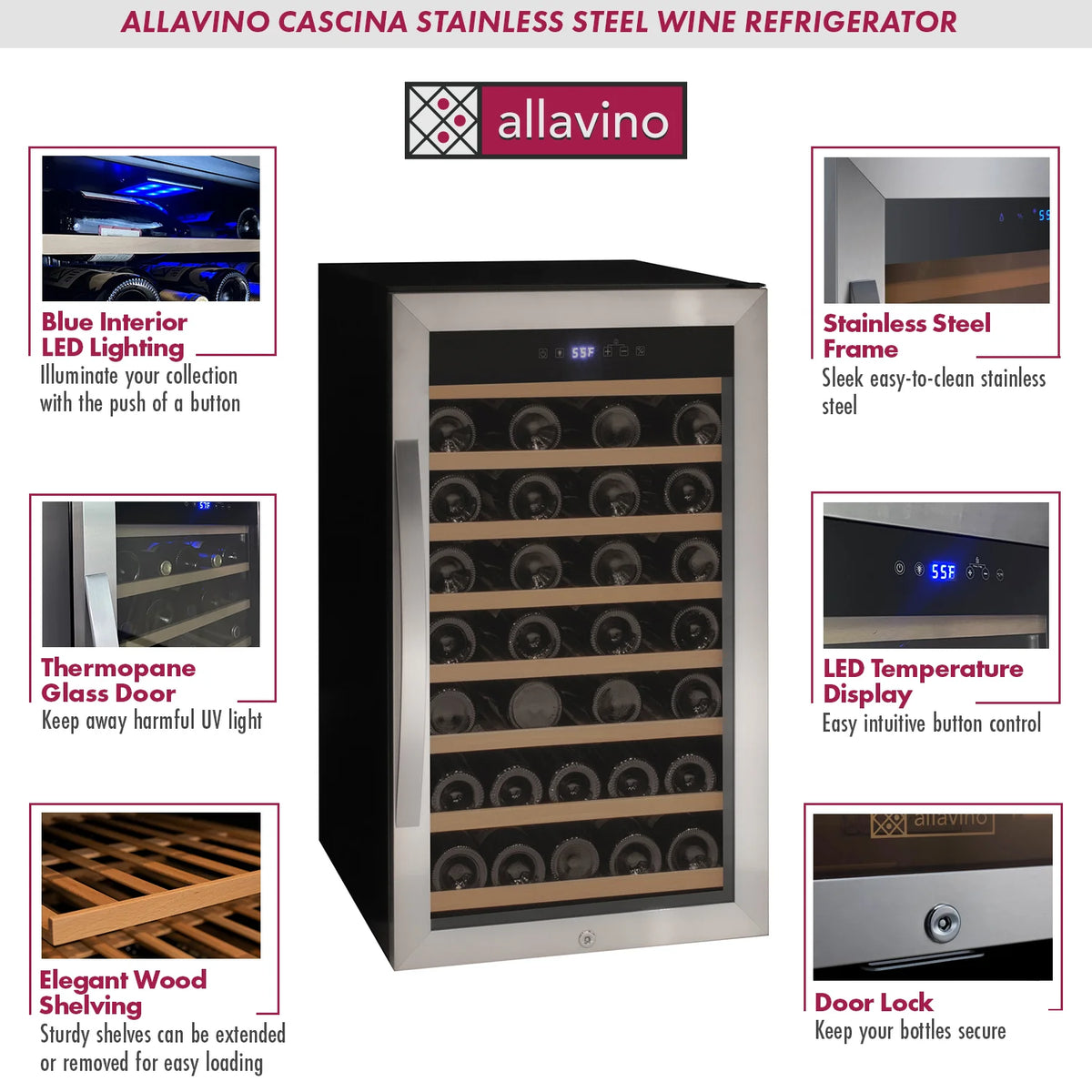 Allavino Cascina Series 43 Bottle Dual Zone Freestanding Wine Cooler