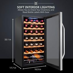 28 Bottle Freestanding Wine Refrigerator Stainless Steel 1