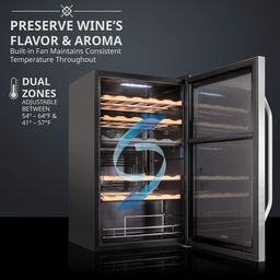 33 Bottle Dual Zone Wine Cooler Refrigerator Stainless Steel