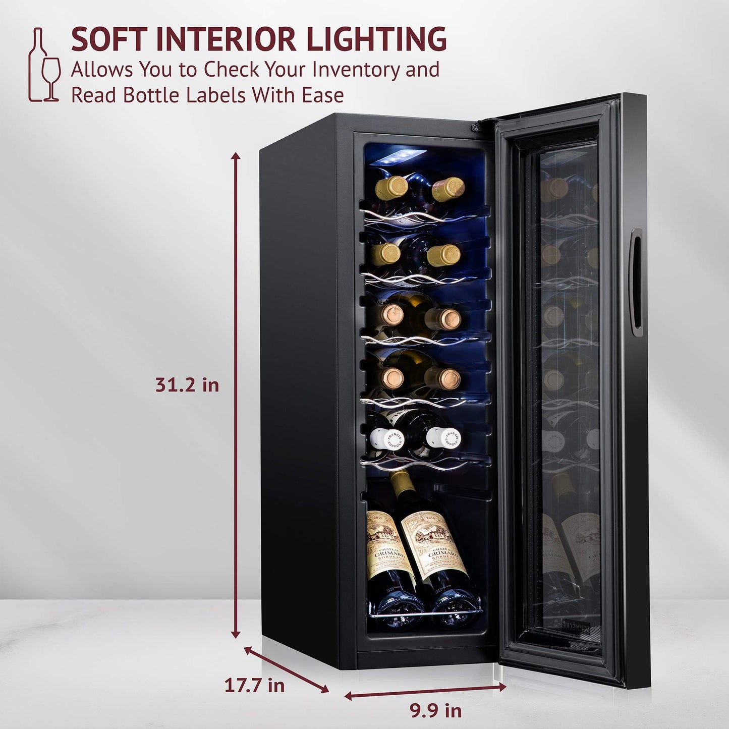 12 Bottle Freestanding 5 Shelf Wine Cooler Refrigerator with Locking Door and Digital Temperature Control 2