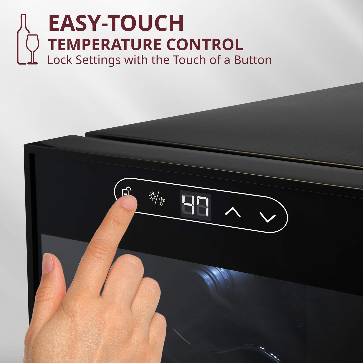 12 Bottle Freestanding 5 Shelf Wine Cooler Refrigerator with Locking Door and Digital Temperature Control 4
