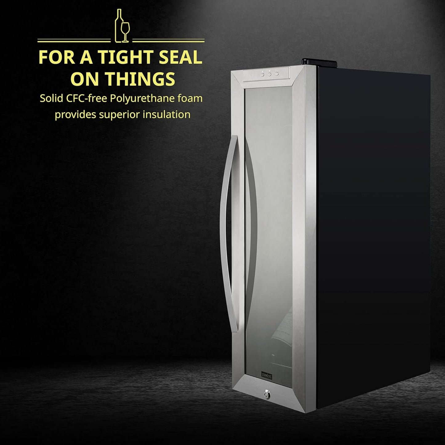 Wine Fridge, Single Zone 12-Bottle Free Standing Wine Cooler with Lock 3