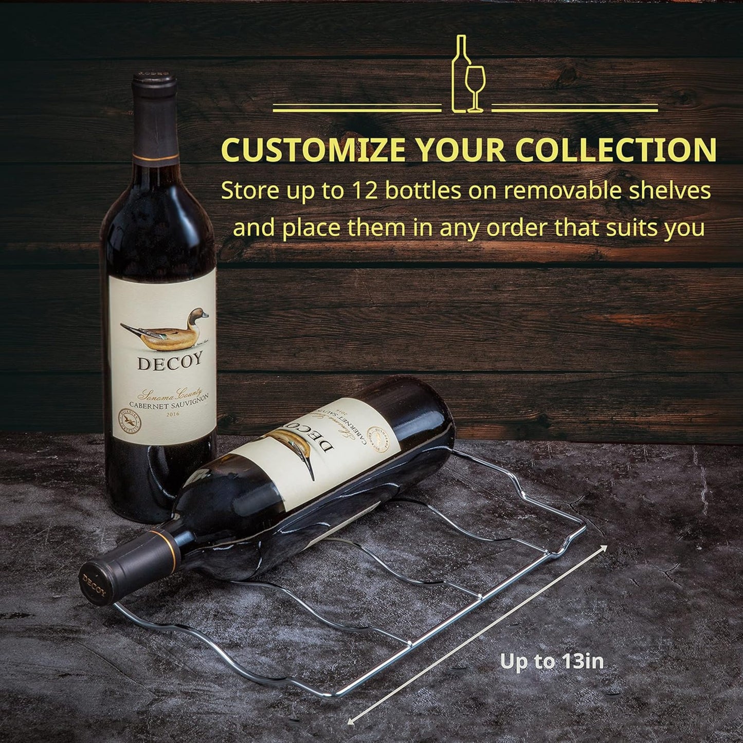 Wine Fridge, Single Zone 12-Bottle Free Standing Wine Cooler with Lock