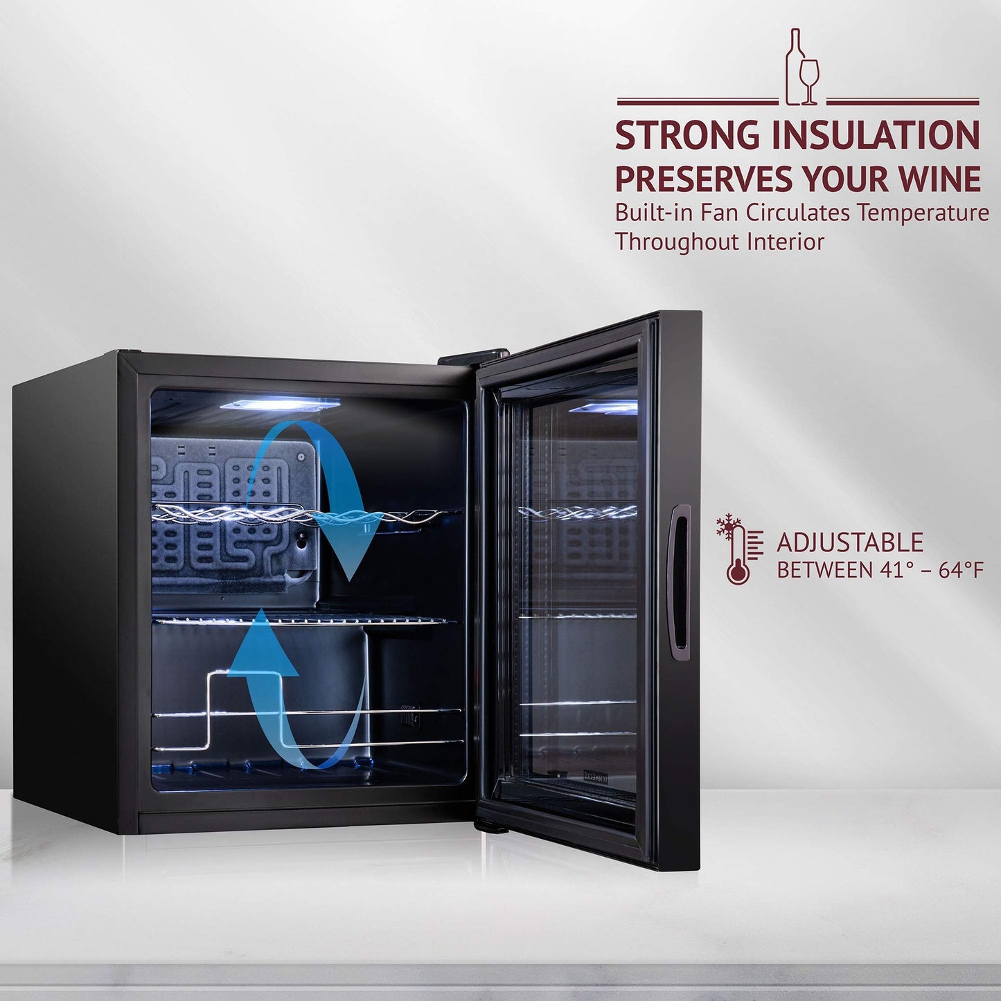 12 Bottle Freestanding 2 Shelf Wine Cooler Refrigerator with Locking Door and Digital Temperature Control