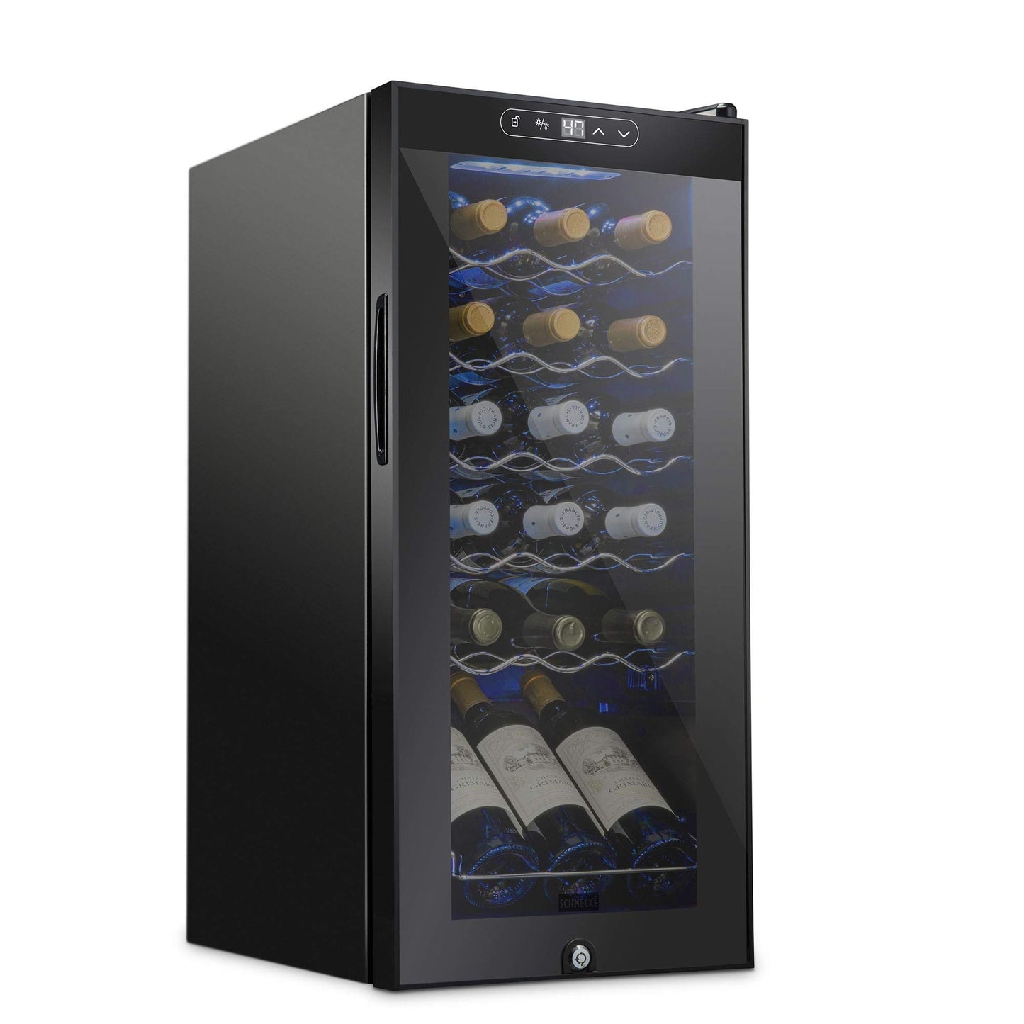 18 Bottle Freestanding Wine Cooler Refrigerator with Locking Door and Digital Temperature Control