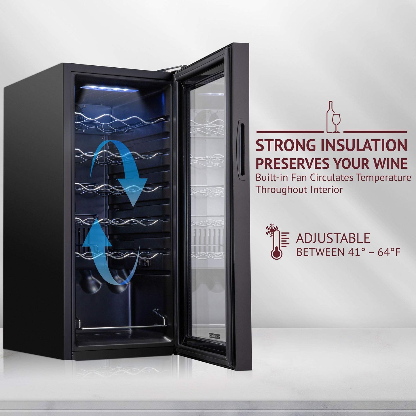 18 Bottle Freestanding Wine Cooler Refrigerator with Locking Door and Digital Temperature Control