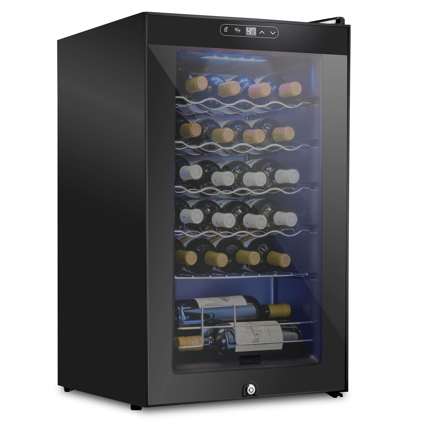 24 Bottle Freestanding Wine Cooler Refrigerator with Locking Door and Digital Temperature Control