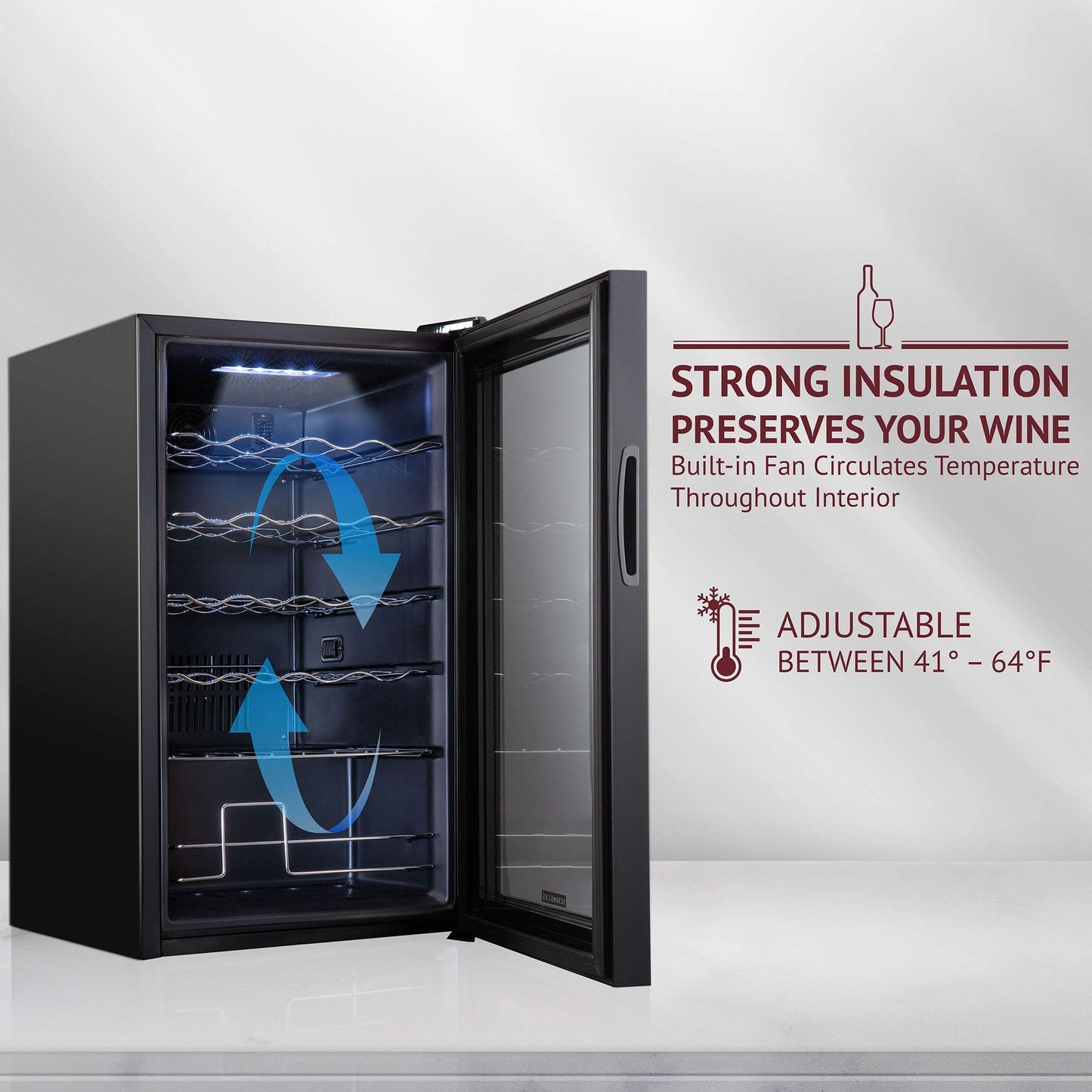 24 Bottle Freestanding Wine Cooler Refrigerator with Locking Door and Digital Temperature Control