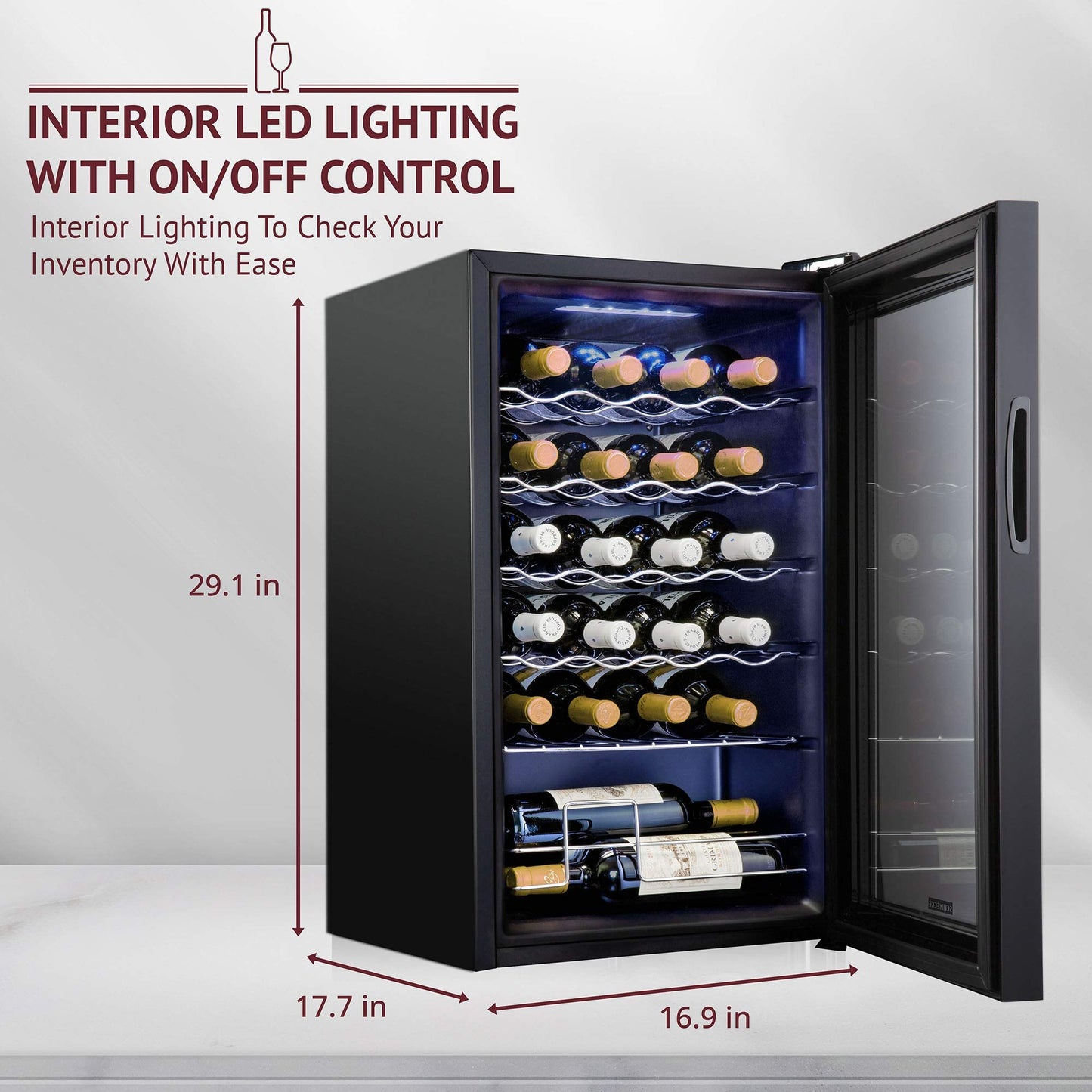 24 Bottle Freestanding Wine Cooler Refrigerator with Locking Door and Digital Temperature Control 1