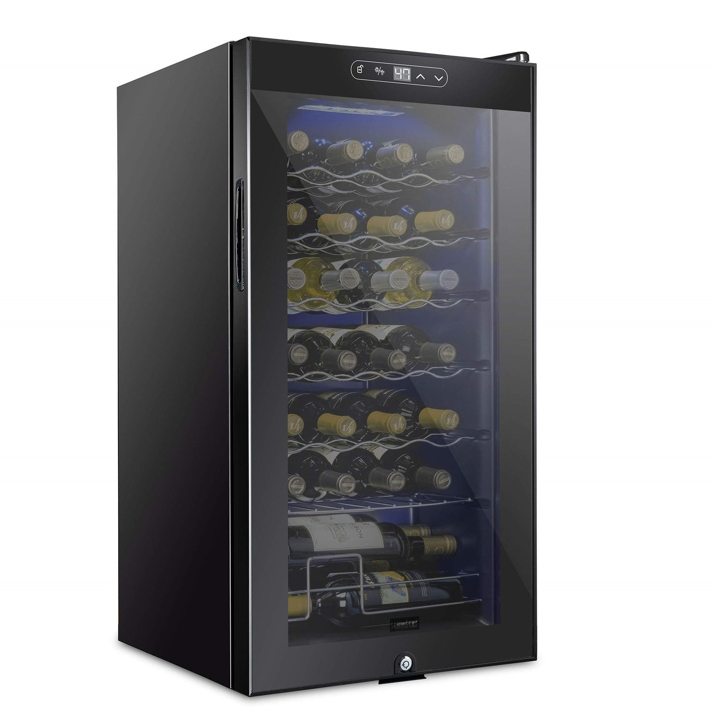 28 Bottle Freestanding Wine Cooler Refrigerator with Locking Door and Digital Temperature Control
