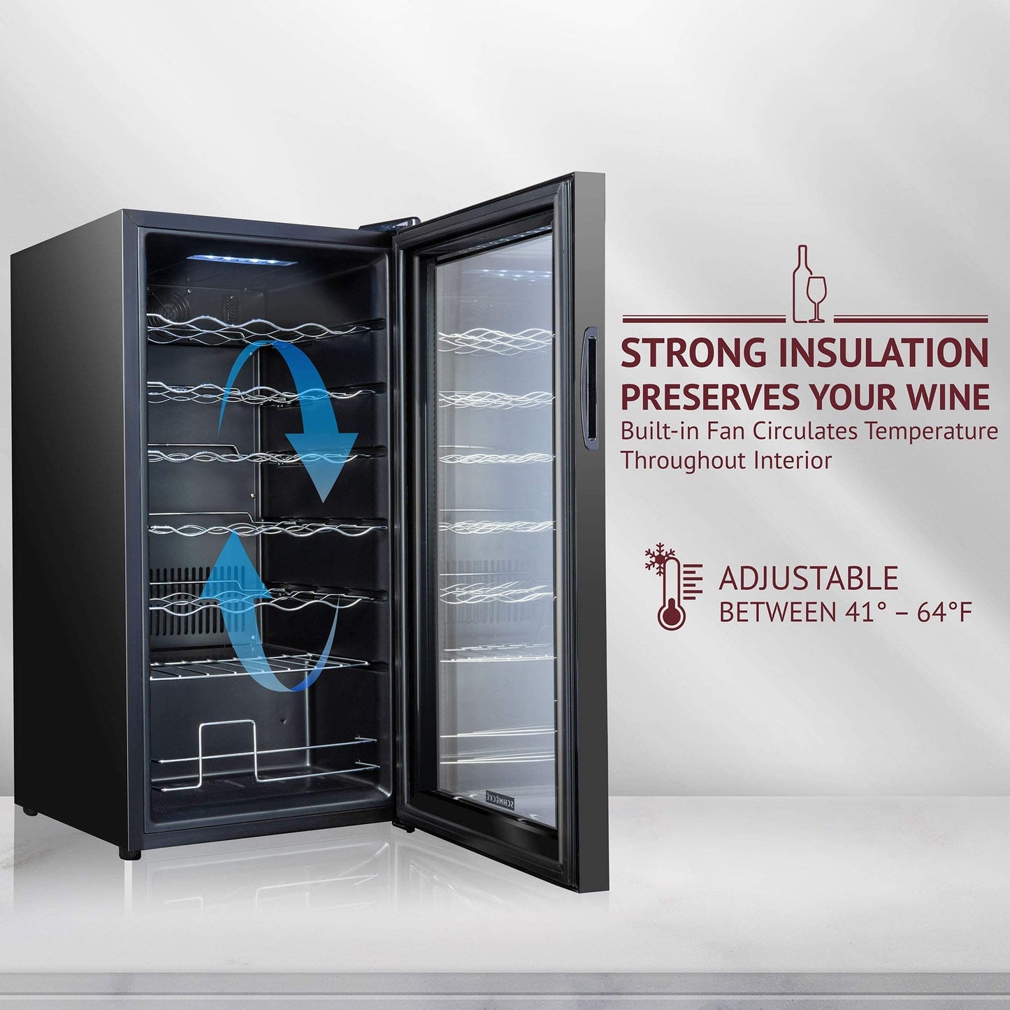28 Bottle Freestanding Wine Cooler Refrigerator with Locking Door and Digital Temperature Control