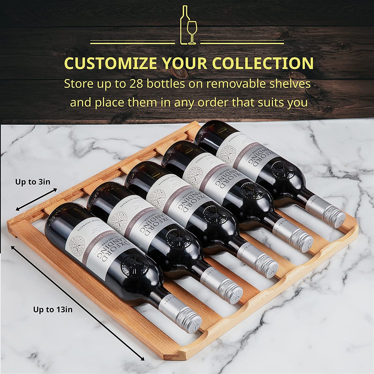 28 Bottle Wine Cooler with Lock, Compact Freestanding Stainless Steel Wine Fridge